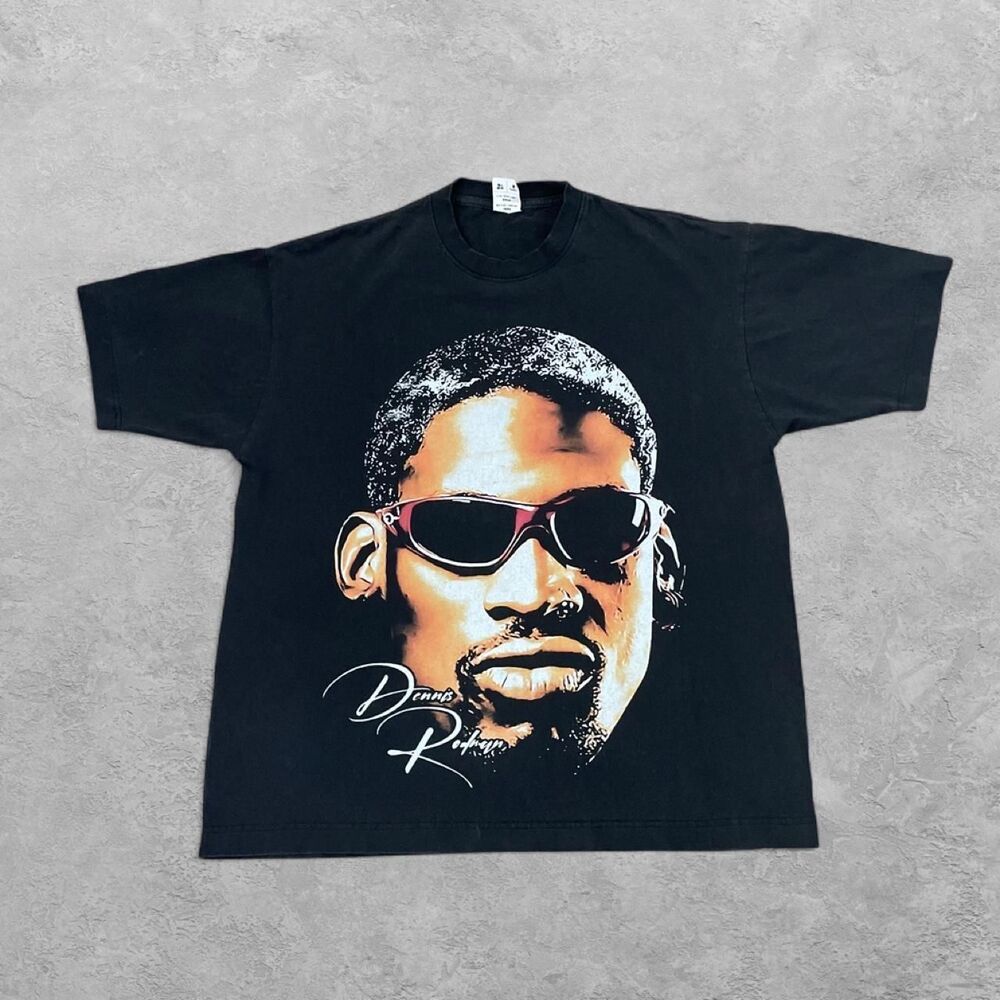 Dennis Rodman Tribute Graphic Tee XL Black Heavyweight Rap Tee Retro